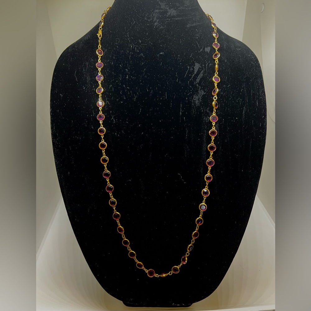 AUSTRIAN CRYSTAL💥VINTAGE~RARE💥34”USA Bezel Necklace